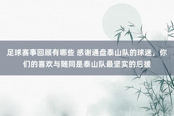 足球赛事回顾有哪些 感谢通盘泰山队的球迷，你们的喜欢与随同是泰山队最坚实的后援