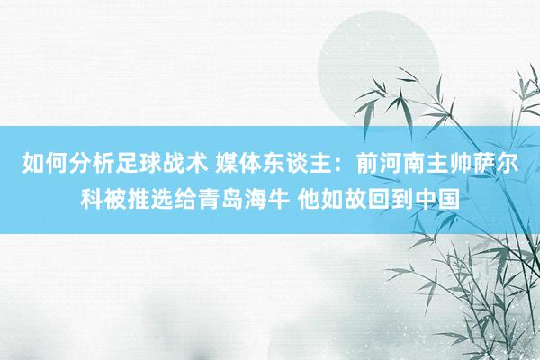 如何分析足球战术 媒体东谈主：前河南主帅萨尔科被推选给青岛海牛 他如故回到中国