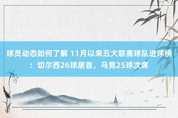 球员动态如何了解 11月以来五大联赛球队进球榜：切尔西26球居首，马竞25球次席