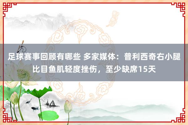 足球赛事回顾有哪些 多家媒体：普利西奇右小腿比目鱼肌轻度挫伤，至少缺席15天