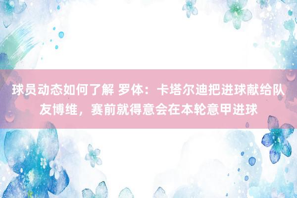 球员动态如何了解 罗体：卡塔尔迪把进球献给队友博维，赛前就得意会在本轮意甲进球